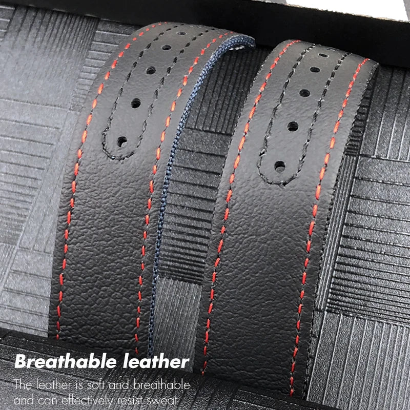 Optical-Nylon leather watch strap, for Omega Seamaster AT150 Speedmaster De Ville, high quality folding clasp, 19mm, 20mm