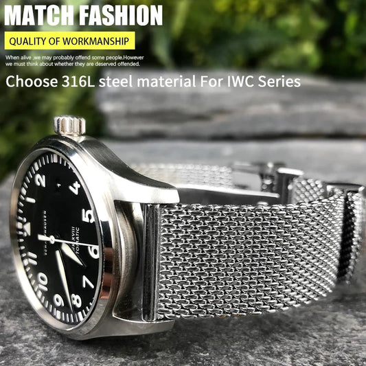 Cinturino per orologio in acciaio inossidabile di alta qualità, 20mm 22mm, adatto per IWC Big Pilot Portfino Mark ⅩⅧ, bracciale in argento massiccio