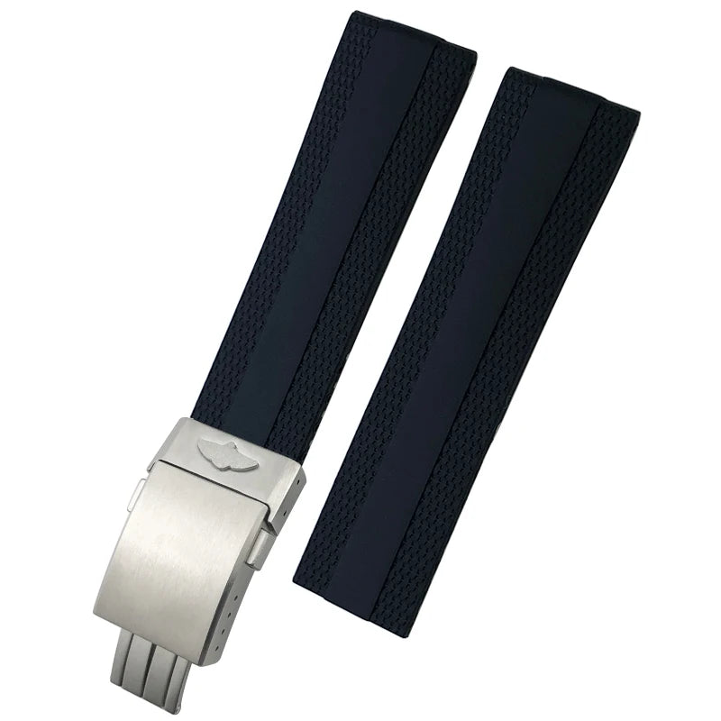 Bracelet de montre en caoutchouc et Silicone, 20mm 21mm 22mm 23mm 24mm, pour Breitling Superocean Avenger professionnel, bleu blanc vert