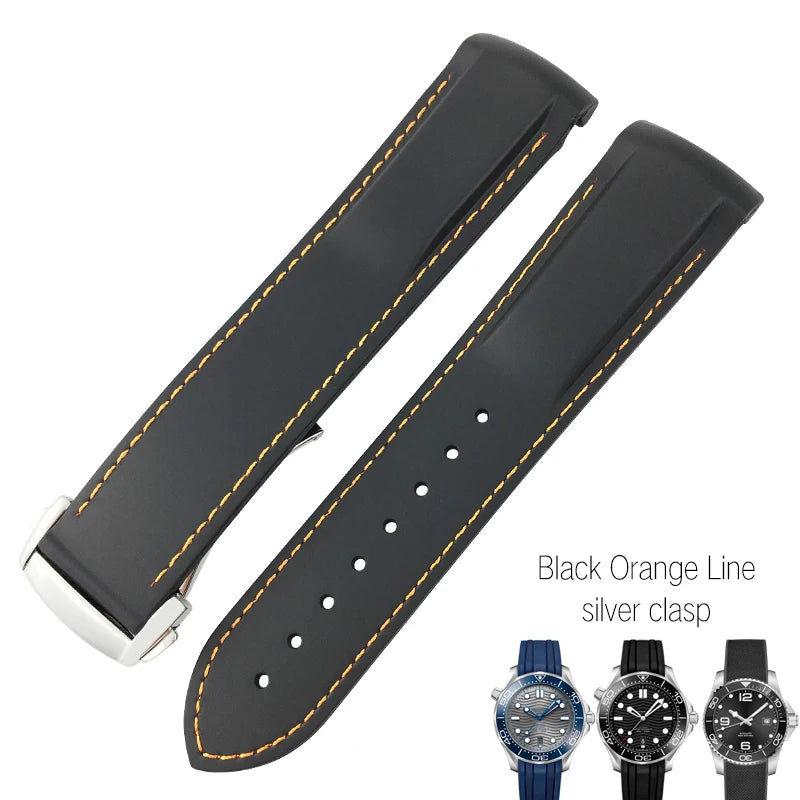 Bracelets de montre en caoutchouc de Silicone 18mm 19mm 20mm 21mm 22mm pour Omega couturier planète océan bracelet de montre de Sport Hydroconquest étanche