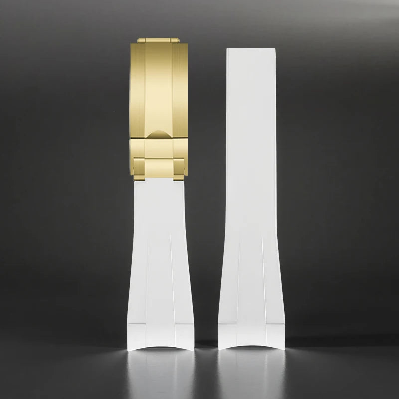 FKM – Bracelet de montre en caoutchouc, extrémités incurvées de 20mm, résistant à la sueur, pour Rolex Submariner Style et Omega x Swatch