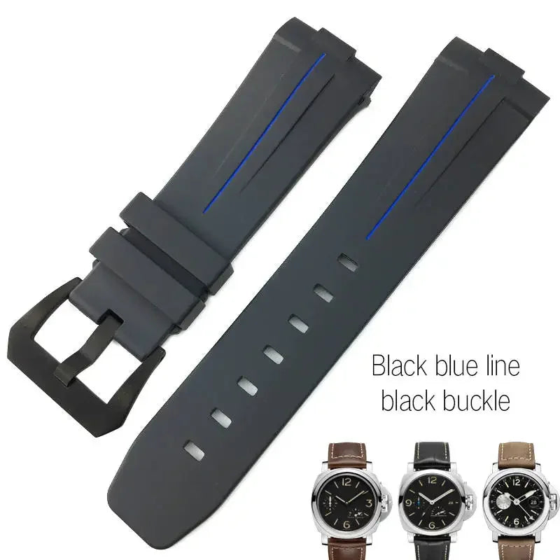 Bracelet de montre en caoutchouc naturel à extrémités courbes, 24mm, pour Panerai LUMINOR PAM00357 00111 01312, bracelet de montre en Silicone, outils gratuits