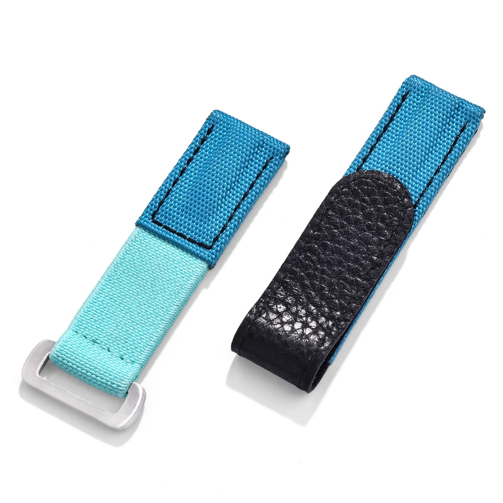 20mm Hook-and-Loop Elastic Watch Strap, High-Quality Leather and Nylon Replacement Band, Watch Accessories