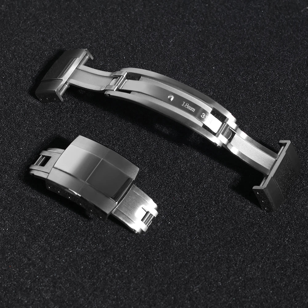 316L Stainless Steel Daytona Deployment Clasp, 16mm 18mm 20mm, Replacement, Two Tone Brushed Polished Finish Buckle
