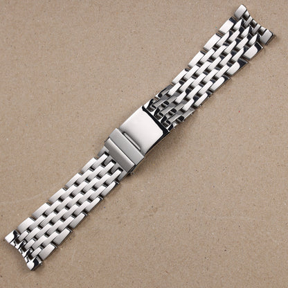 Nouveau bracelet de montre en acier inoxydable massif poli argenté de 24 mm pour Breitling Navitimer, avec fermoir déployant