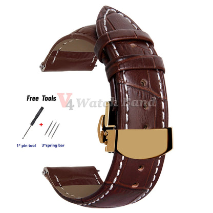 Cinturino per orologio 18 mm 20 mm 22 mm 24 mm, motivo coccodrillo, per Omega, cinturino da polso per Seiko Vintage, fibbia a farfalla di ricambio