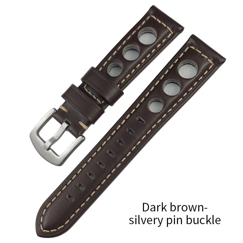 Bracelet de montre en cuir de veau 19mm 20mm 21mm 22mm pour IWC Pilot Breitling Tudor Omega Seiko SKX 5, bracelet de montre en cuir de vache véritable avec trous