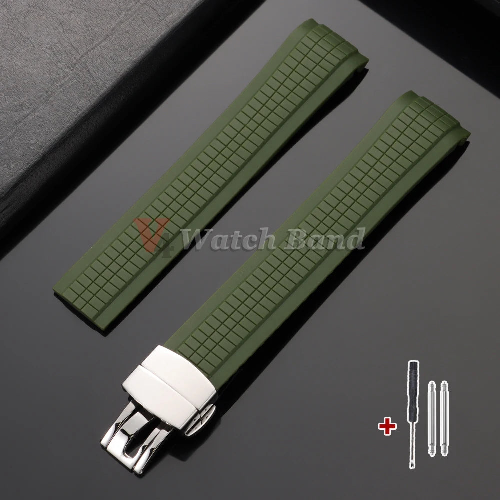 Cinturino per orologio in silicone resistente con estremità curve da 21 mm per Patek Philippe Grenade, cinturino in gomma antipolvere, serie Aquanaut 5164/5167