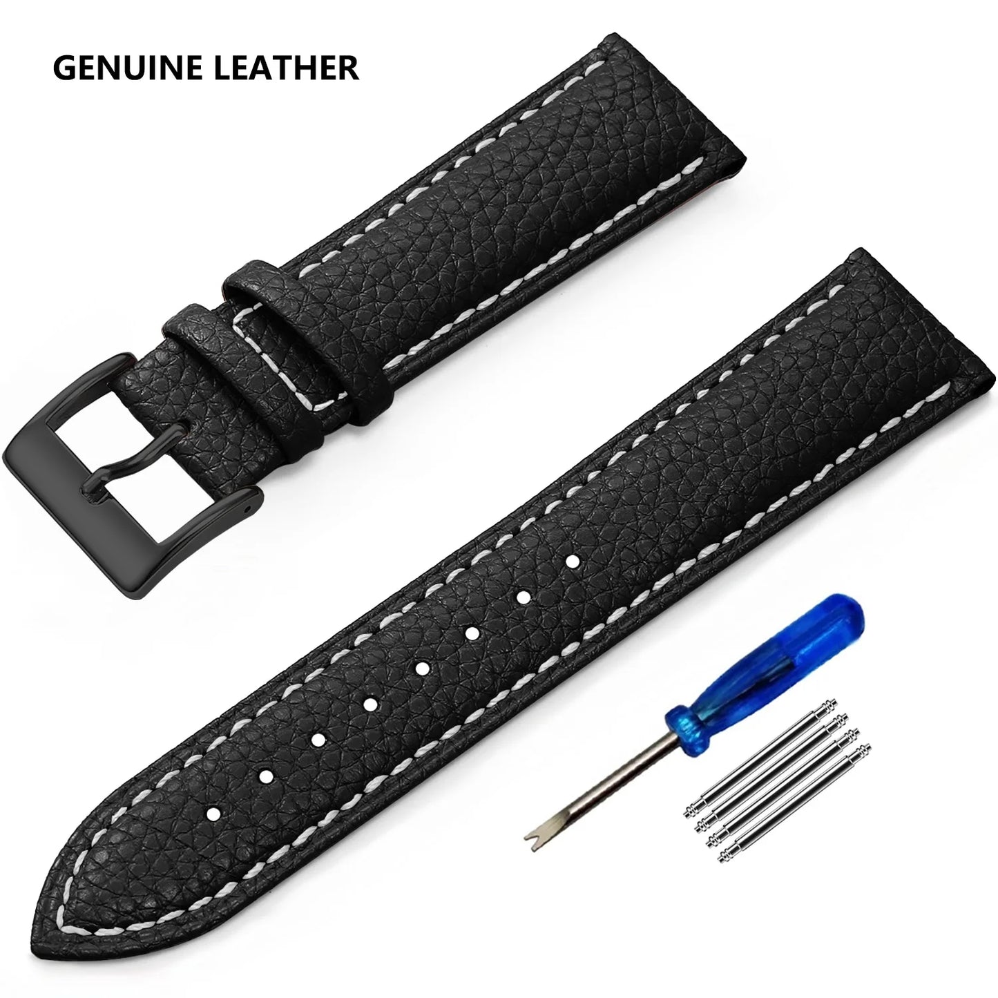 SAMCO Genuine Leather Watch Strap for Men and Women, 12mm, 14mm, 16mm, 18mm, 19mm, 20mm, 21mm, 22/24mm, High Quality Watch Strap, Watch Strap + Tool