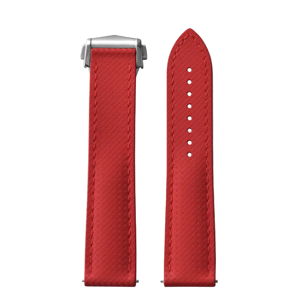 OZE Bracelet montre en Caoutchouc fluorocarbone - Surpiqures / Motif Racing - Déployante - Universel