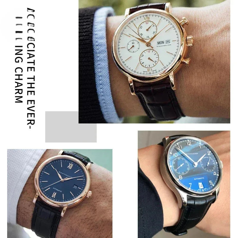 Bracelet de montre en cuir de vache véritable pour hommes, 20mm 21mm 22mm, pour IWC Portugieser Pilot montres Portofino marron noir bleu