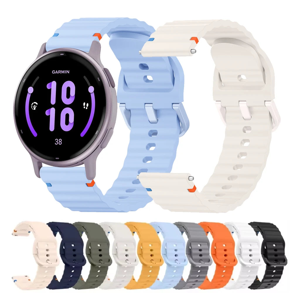 20/22mm Music Watchband for Garmin Forerunner 265 165 245 255 645, for Garmin Vivoactive 3 4 5/Venu 3 sq 2 Plus/Approach S12