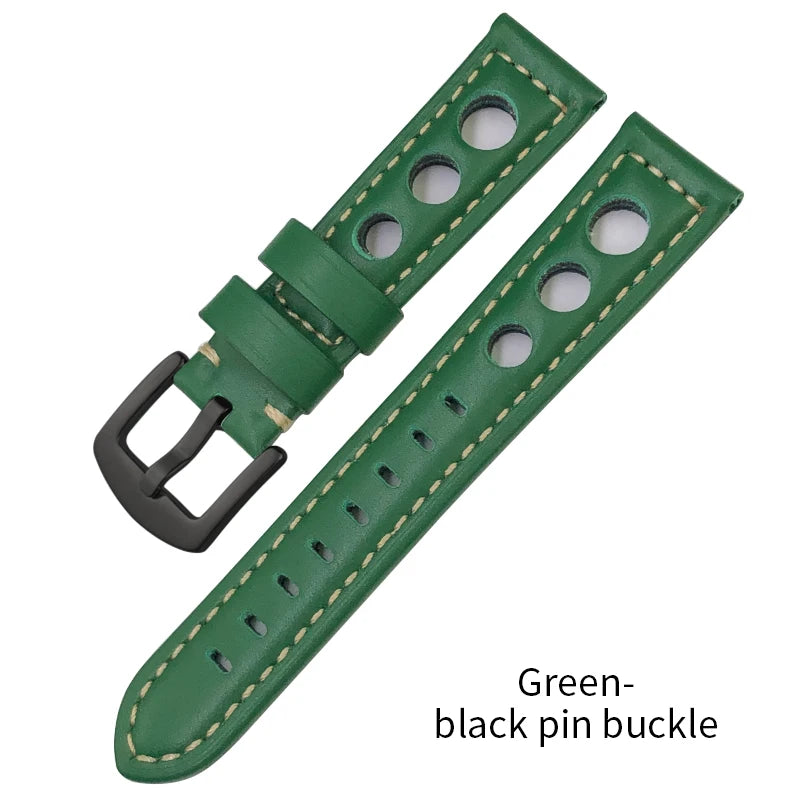 Bracelet de montre en cuir de veau 19mm 20mm 21mm 22mm pour IWC Pilot Breitling Tudor Omega Seiko SKX 5, bracelet de montre en cuir de vache véritable avec trous