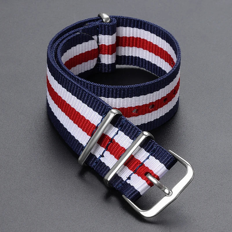 Cinturino per orologio in nylon intrecciato passante singolo da 14 mm, 16 mm, 18 mm, 20 mm, 22 mm, in tela, per uomo e donna, stile militare e sportivo