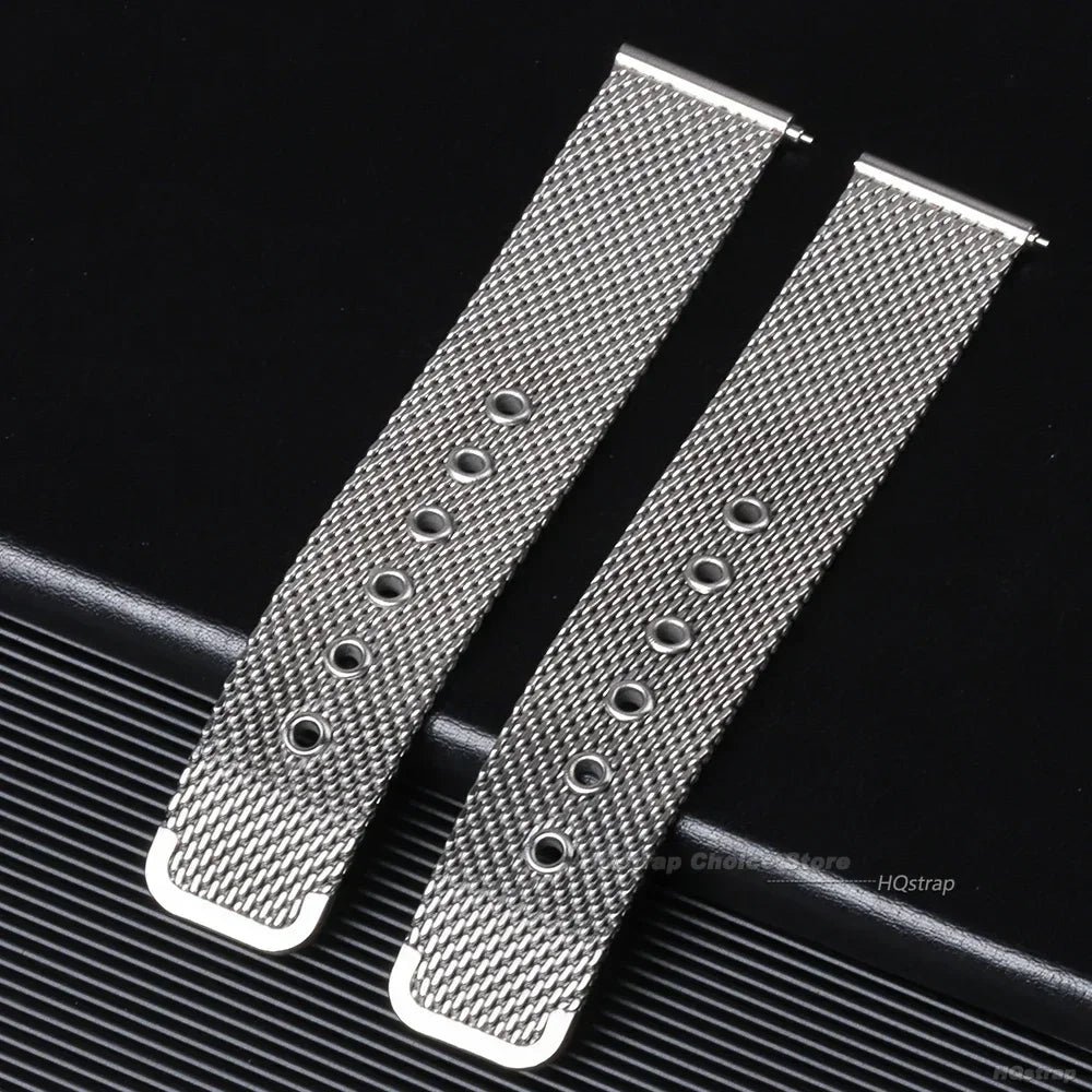 Bracelet en maille milanaise 22 20mm, pour Omega 007, en acier inoxydable, pour Seamaster 300, fermoir pliant Original, Bracelet d'affaires