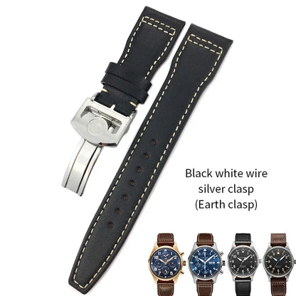 Bracelet de montre en cuir de vache de haute qualité, 20mm 21mm 22mm, adapté à IWC Big Pilot Spitfir Mark 18 Portfino, bracelet de montre noir en cuir de veau