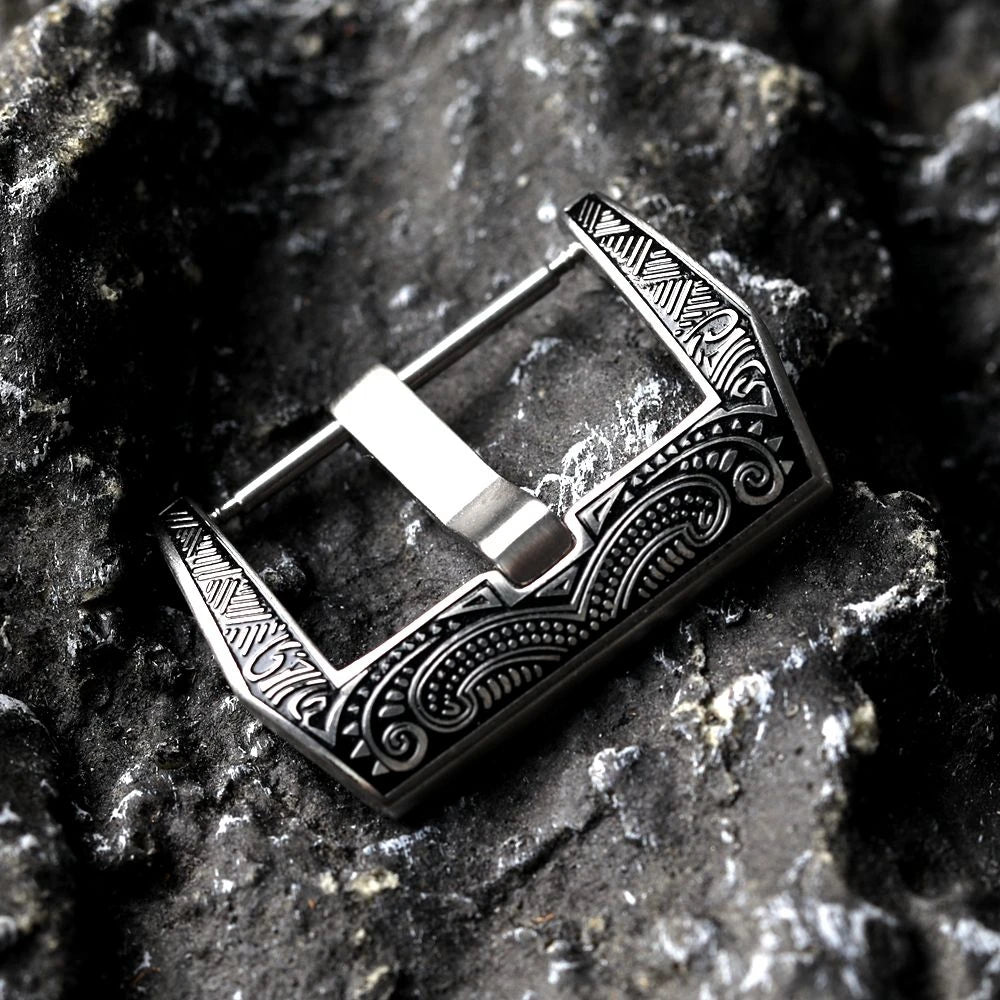 Chiusura goffrata, chiusura in acciaio inossidabile 304, chiusura incisa Maya da 20 mm, 22 mm, 24 mm, 26 mm, accessorio per cinturino in vera pelle