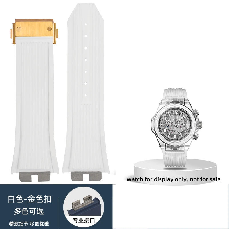 Cinturino per orologio Hublot Big Bang da uomo, cinturino in gomma fluorurata, giunto in acciaio inossidabile, a sgancio rapido, 411, 411, 421