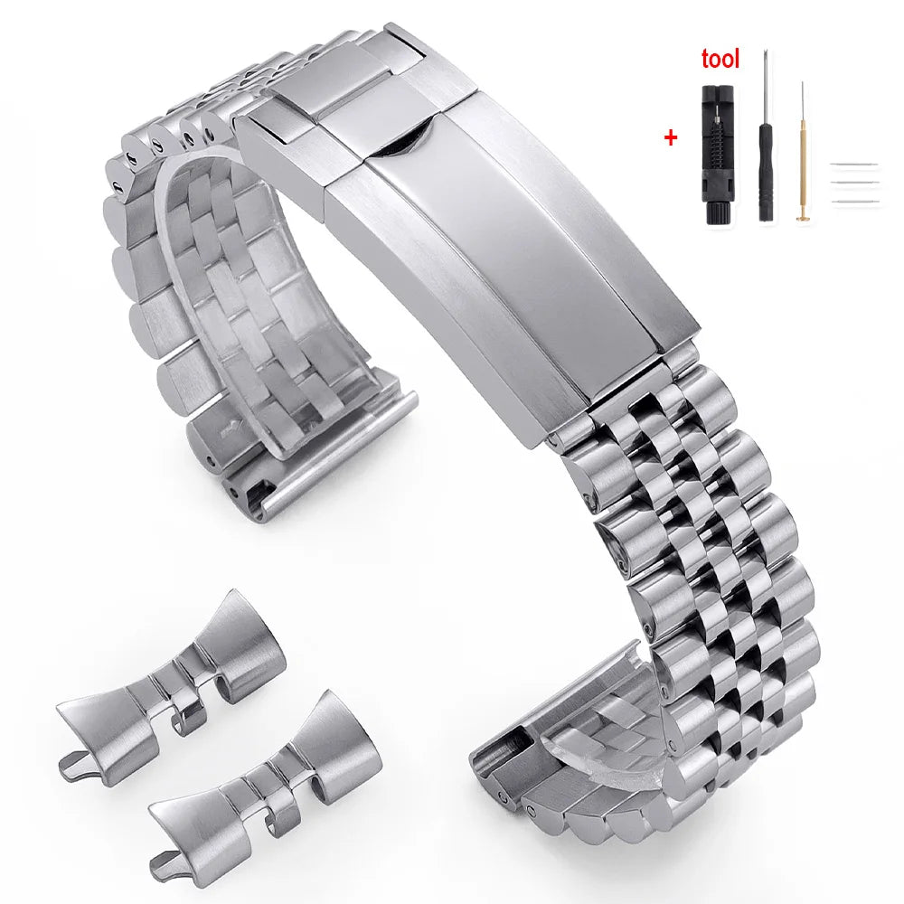 Cinturino di lusso curvo per Rolex, accessori per bracciali Jubilee, cinturino in acciaio inossidabile da 20mm 21mm 22mm, cintura in metallo