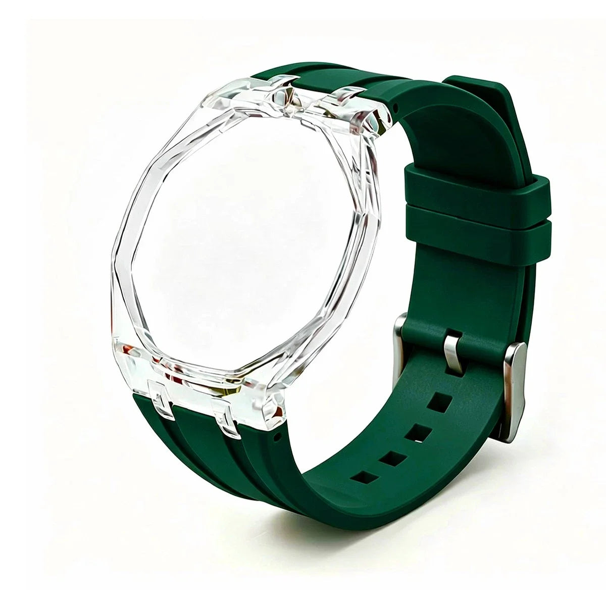 Cassa in plastica trasparente Glacier + cinturino in silicone per orologio da taschino AP X Swatch Royal Pop, trasformatore da orologio da taschino a cinturino in caucciù
