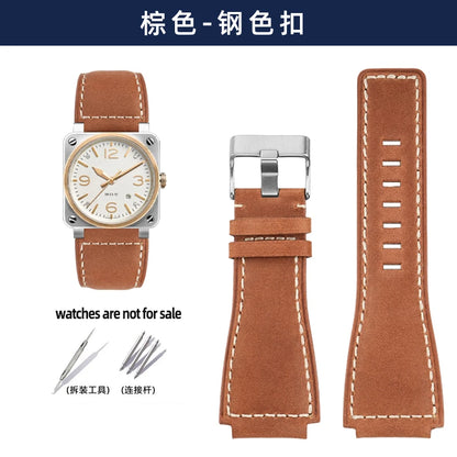 Pour bracelet de montre Bell & Ross BR ceinture de montre pour hommes BR01 BR03 bracelet de montre en cuir Bell Ross 35X24mm interface convexe pour hommes