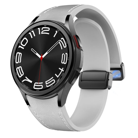Bracelet en cuir véritable + silicone pour Samsung Galaxy Watch 6 5 7 44mm 40mm 20, Galaxy Watch 6 4 Classic 47mm 46mm 43mm 42mm