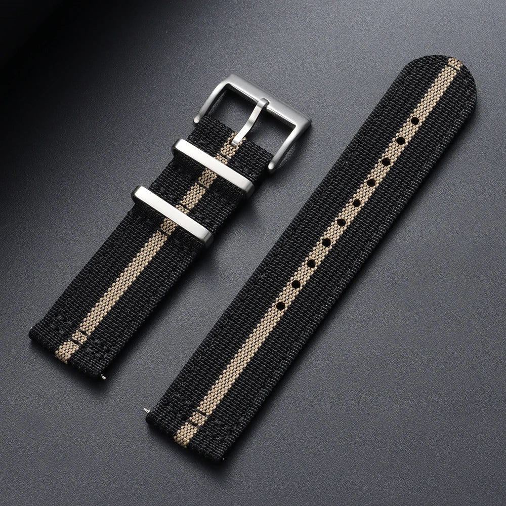 Bracelet en nylon côtelé 20 mm 22 mm pour Tudor pour Omega, bracelet de montre en toile tissée pour homme, noir, militaire, sport, à libération rapide