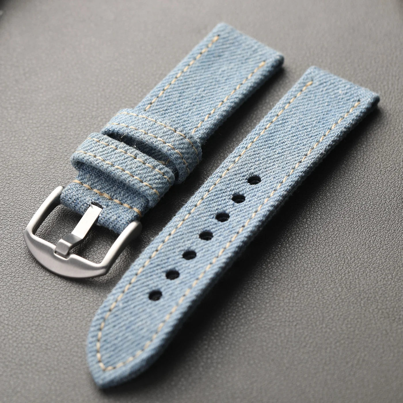 Handmade Japanese Okayama Denim Watch Strap, 20 22 24 26MM, Rugged Double Layer Style, Suitable for Mountain Watches