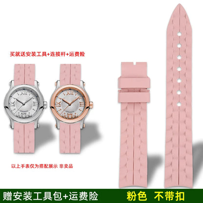 Montre Chopard Happy Diamond avec bracelet en silicone pour femme, bracelet de montre en caoutchouc étanche 15mm 18mm