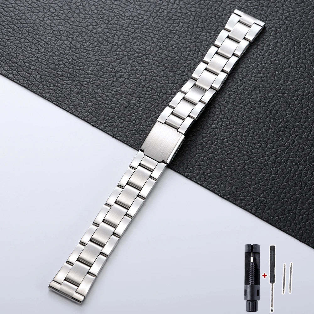 Bracciale universale in metallo, 14mm, 16mm, 18mm, 20mm, 22mm, cinturino per orologio in acciaio per Seiko, Omega, fibbia deployante, accessori da uomo