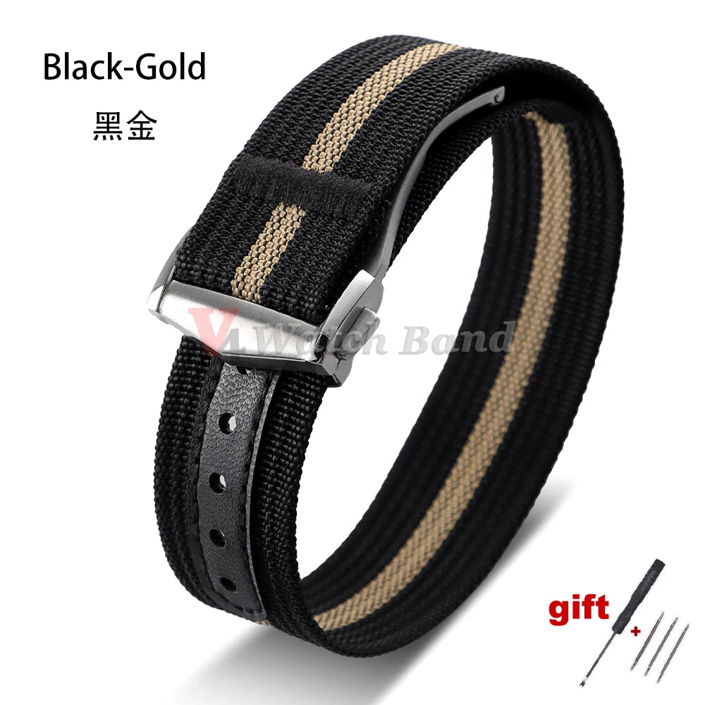 Pour Omega pour Swatch pour Moonswatch toile Nylon bracelet de montre 20mm pour Seiko Sport bracelet de montre étanche boucle pliante brossée