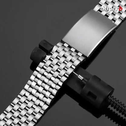 Bracelet de montre en acier inoxydable 20 mm 22 mm pour Omega pour Seiko, bracelet métallique à extrémités plates, bracelet de remplacement pour affaires, accessoires de montre