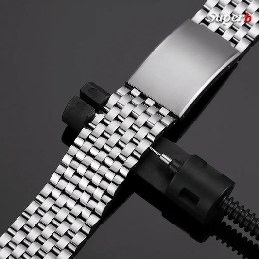 Cinturino per orologio in acciaio inossidabile da 20 mm 22 mm per Omega per Seiko, cinturino in metallo con estremità piatte, cinturino di ricambio per affari, accessori per orologi