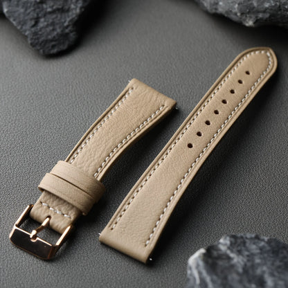 High-End French Goatskin Leather Strap 18 19 20 21 22MM Teal Quick Release, Soft Strap Compatible with GT5 6 41mm 46mm Vintage
