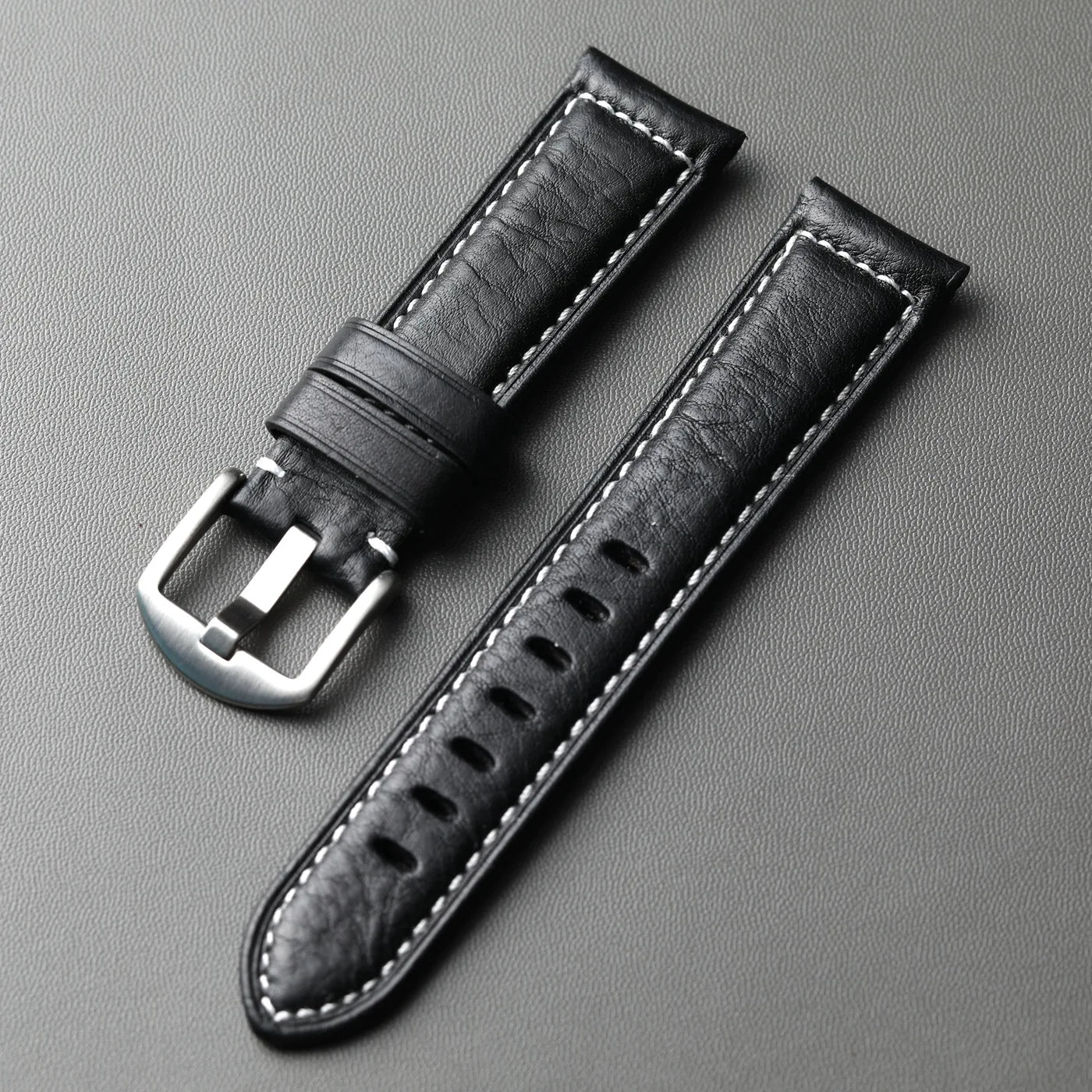Cinturino in pelle fatto a mano nero 20 22 24 26mm, stile vintage, cinturino in pelle ispessita da uomo, compatibile con cinturino per orologio PAM
