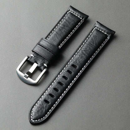 Cinturino in pelle fatto a mano nero 20 22 24 26mm, stile vintage, cinturino in pelle ispessita da uomo, compatibile con cinturino per orologio PAM