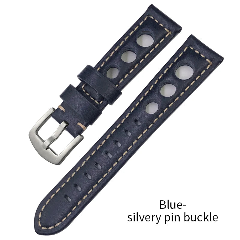 Bracelet de montre en cuir de veau 19mm 20mm 21mm 22mm pour IWC Pilot Breitling Tudor Omega Seiko SKX 5, bracelet de montre en cuir de vache véritable avec trous