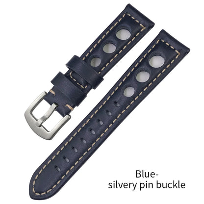 Bracelet de montre en cuir de veau 19mm 20mm 21mm 22mm pour IWC Pilot Breitling Tudor Omega Seiko SKX 5, bracelet de montre en cuir de vache véritable avec trous