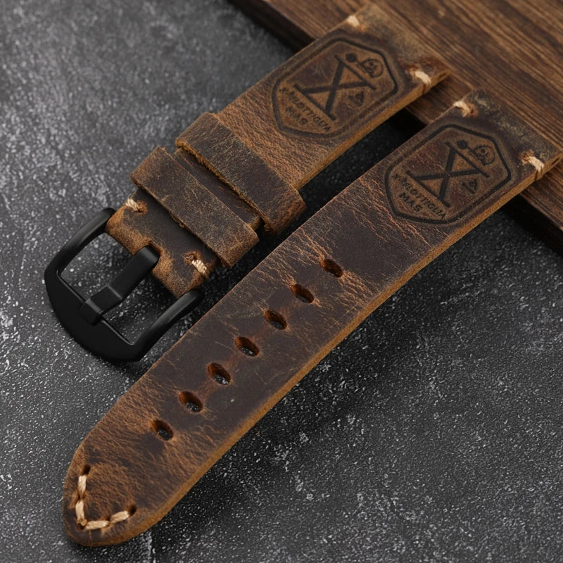 Handmade First Layer Cowhide Watch Strap, 20 22 23 24 26MM, Brown Padded, for PAM111 441, Soft Men's Bracelet