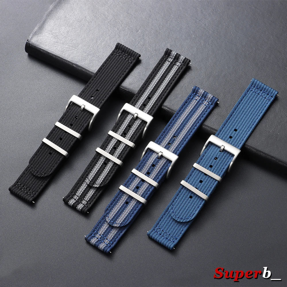 Bracelet en nylon côtelé 20 mm 22 mm pour Tudor pour Omega, bracelet de montre en toile tissée pour homme, noir, militaire, sport, à libération rapide