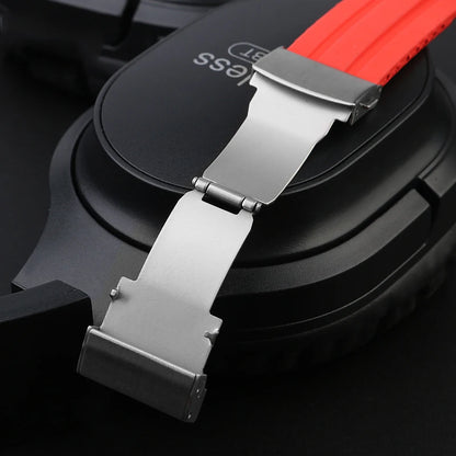 Rubber and silicone watch strap for diving sports, watch band, raised mouth, stainless steel, has a clasp, ORIS 7730 and 7740 series, 24x12mm