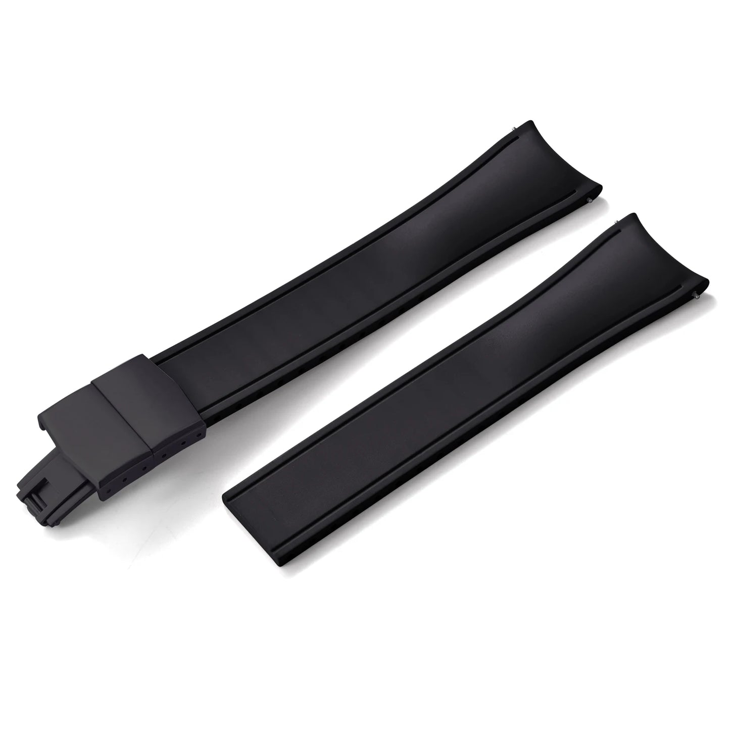 TONJETT for d-elug Curved FKM Rubber Watch Band 20mm 22mm Curved CTS Watch Strap Cut to Size Quick Release Butterfly Buckle