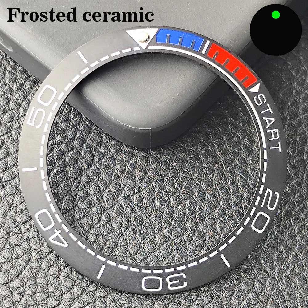 Insert de lunette incliné en céramique/aluminium 41.5mm x 32.7mm, adapté au remplacement de lunette de montre pour hommes, accessoires de montre