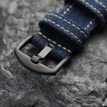 Handmade Japanese Okayama Denim Watch Strap, 20 22 24 26MM, Rugged Double Layer Style, Suitable for Mountain Watches