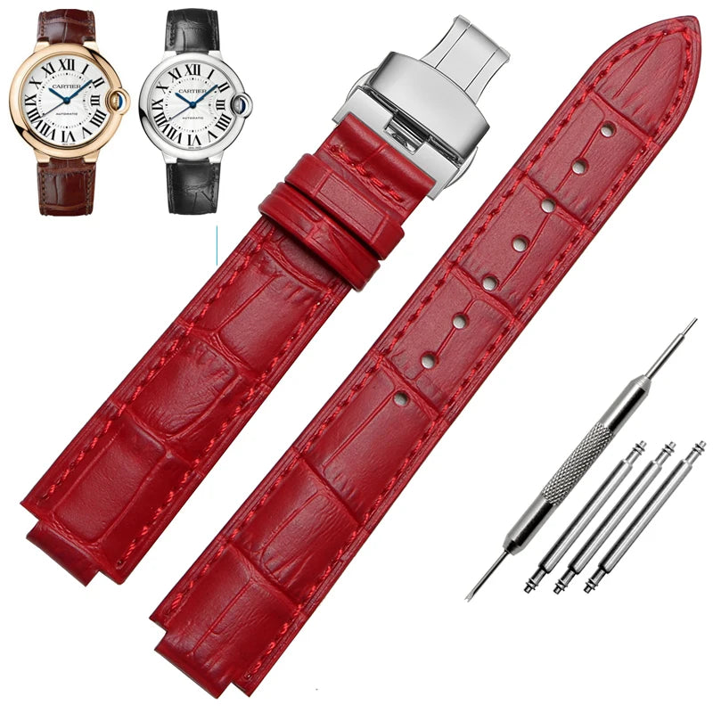 Bracelet de montre en cuir véritable pour ceinture à bouche convexe, 14x8mm, 16x8mm, 18x11mm, 20mm, accessoires de montre