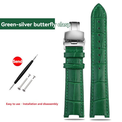 Green and brown calfskin leather watch strap, cowhide leather watch strap, Brosthree Eyed PARKER series, MK2277, 2425, 2290, 2281, 2280, MK6985, 6984, MK5354