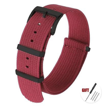 Cinturino per orologio in Nylon di alta qualità 20mm 22mm per orologio militare casual, fibbia nera, ricambio per cinturino sportivo militare, marrone, verde
