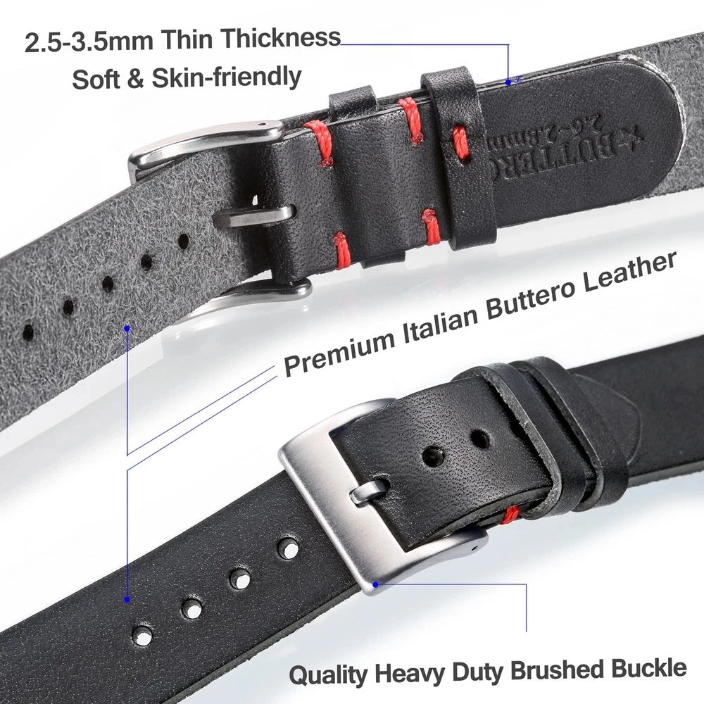 HEMSUT Men's Leather Watch Straps Handmade Italian Buttero Quick Release Vintage Replacement Watch Band 18mm 20mm 22mm