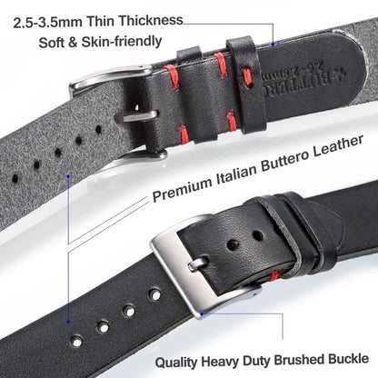 HEMSUT Men's Leather Watch Straps Handmade Italian Buttero Quick Release Vintage Replacement Watch Band 18mm 20mm 22mm