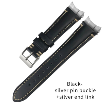 Cinturino per orologio in pelle bovina con estremità curve in metallo da 22 mm a sgancio rapido per Tudor 41 mm Black Bay GMT Vintage, cinturino per orologio fatto a mano da uomo